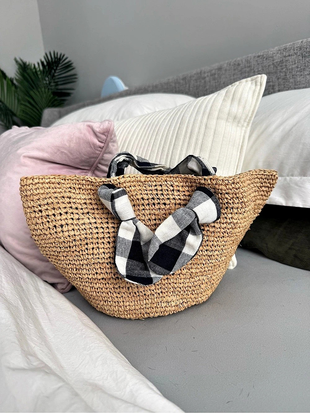 Loeffler Randall small raffia tote.